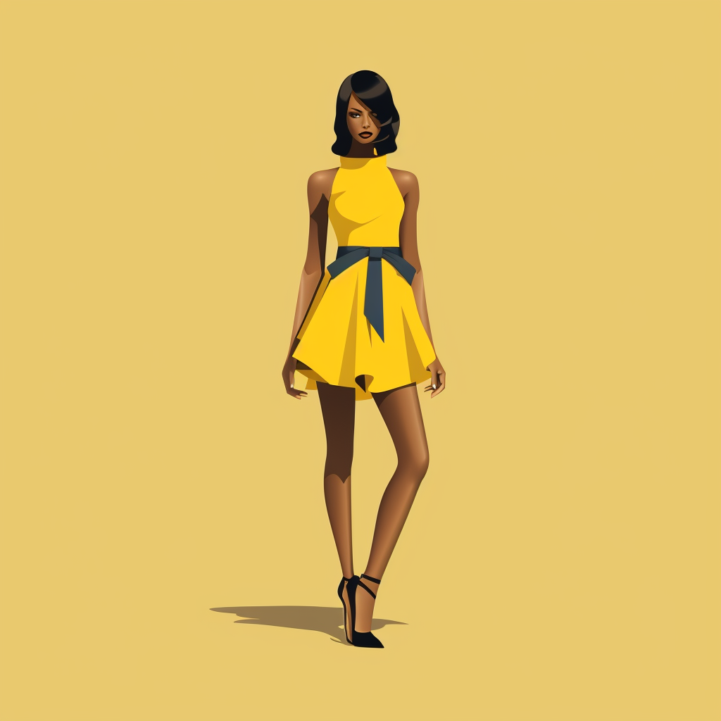 Fashionable woman in yellow dress with bow