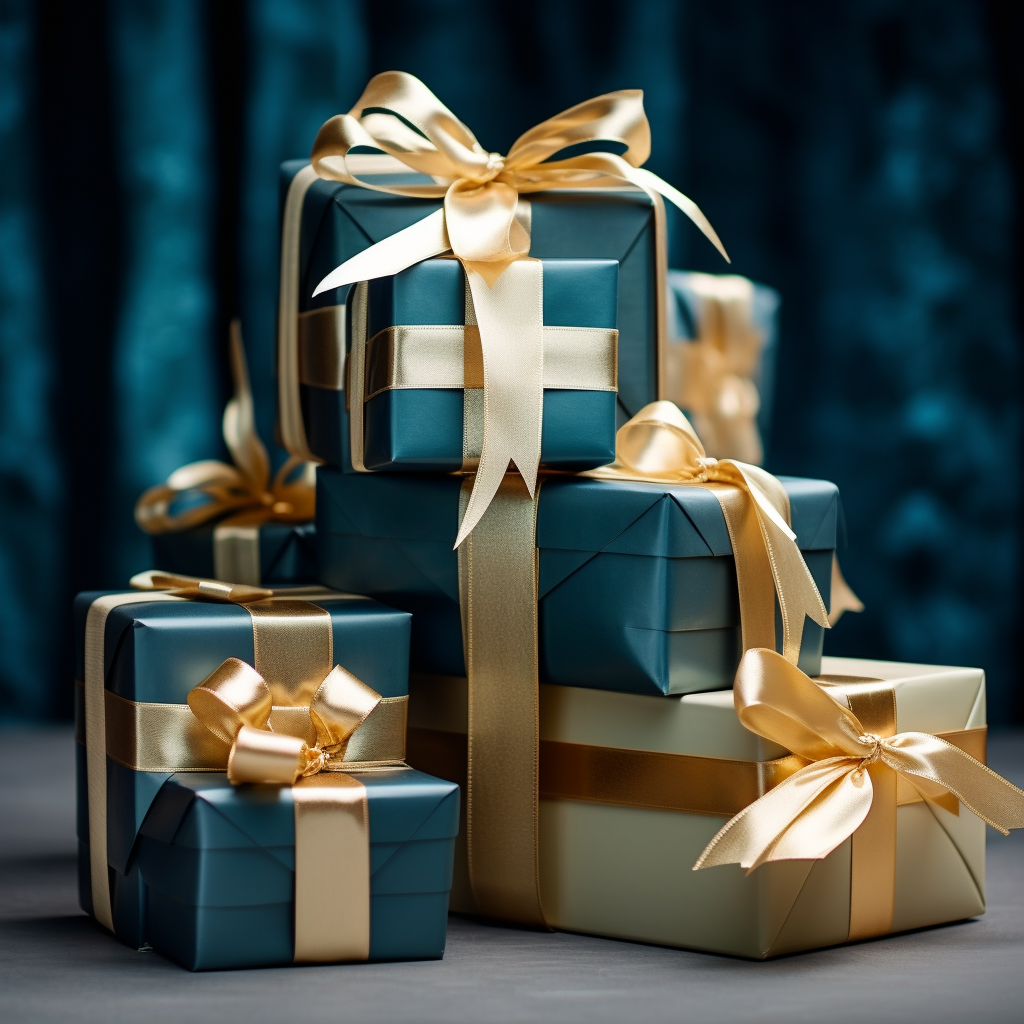 Gift box with golden bow