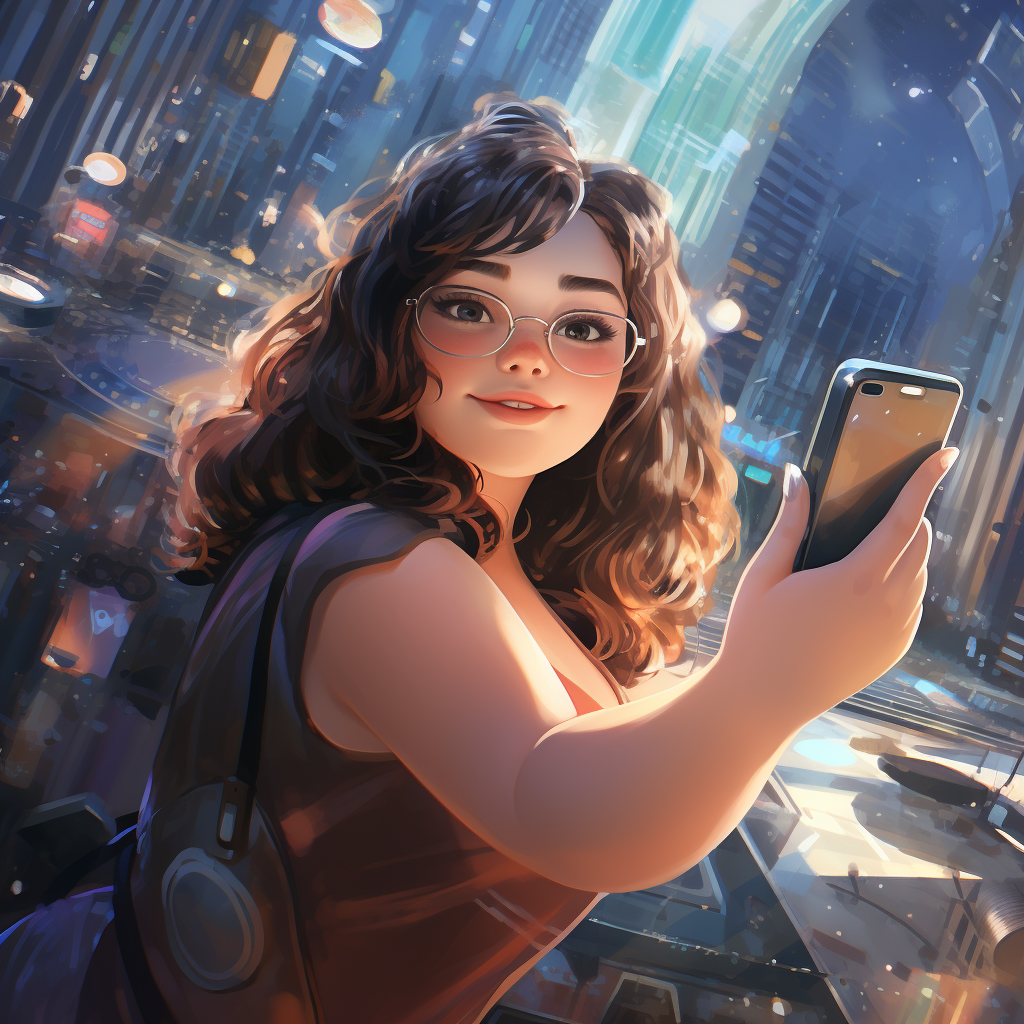 Beautiful Chubby Girl in Futuristic City