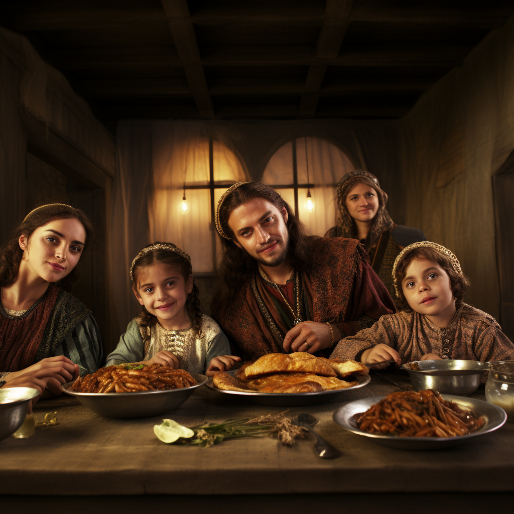 Family enjoying a delicious stew together