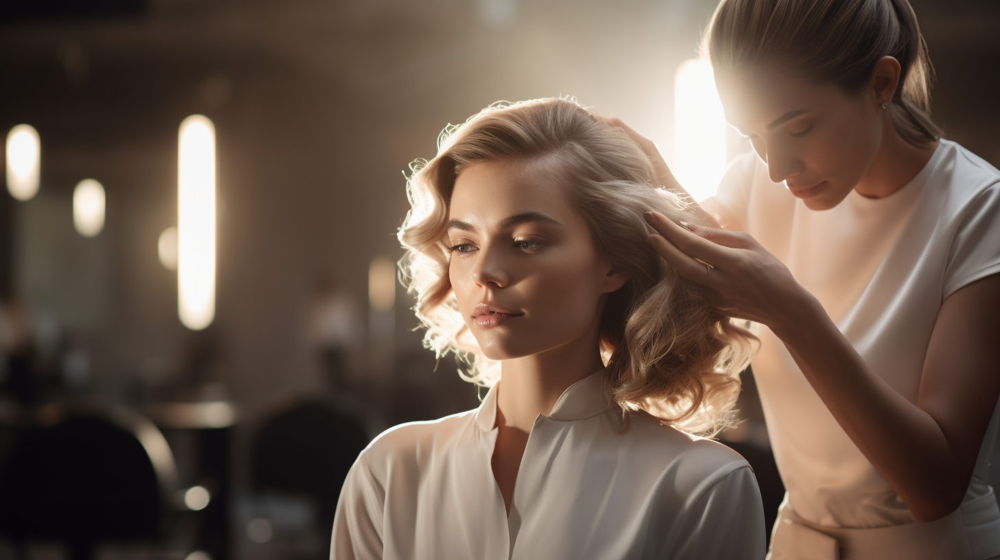 Beauty salon stylist transforming client's hair