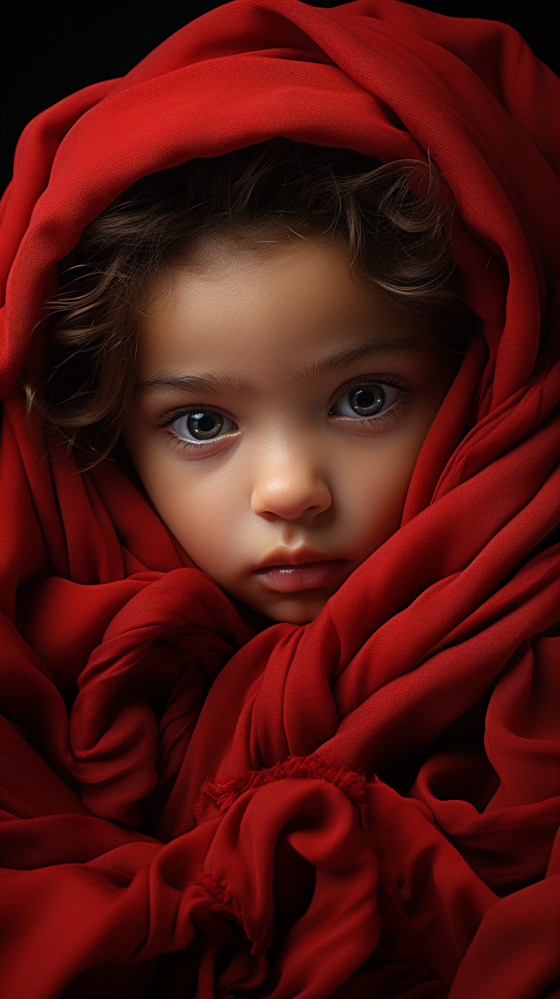 Cute bébé with red blanket