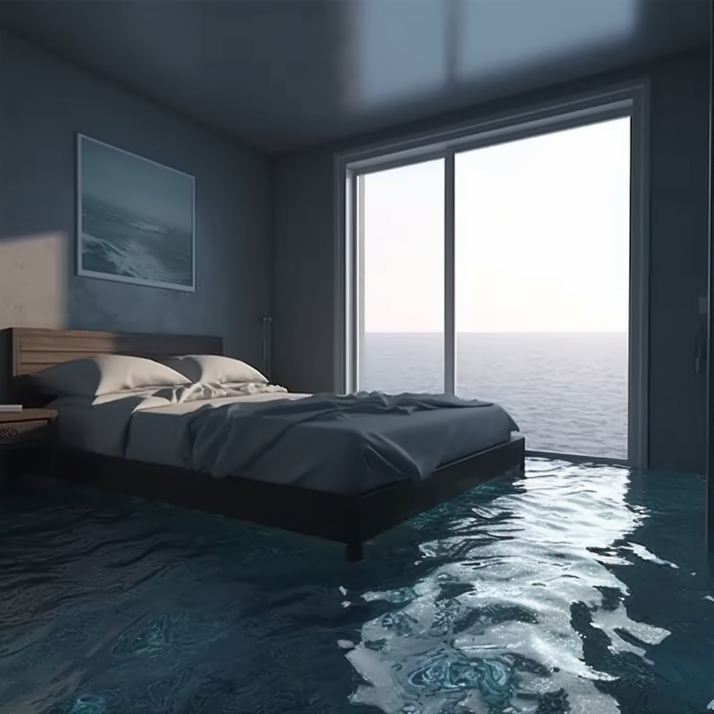 Mesmerizing bedroom melting into ocean