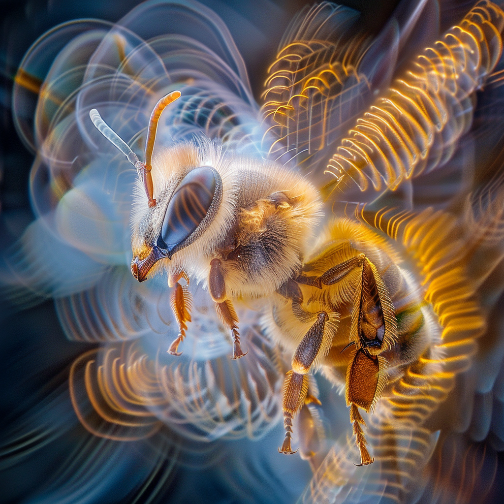 Microscopic view of delicate bee antenna