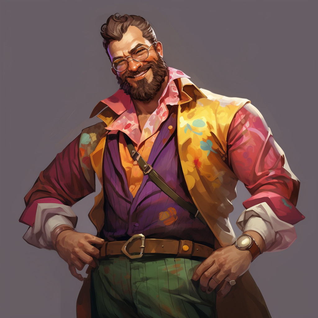 Beefy Tailor with Colorful Clothes