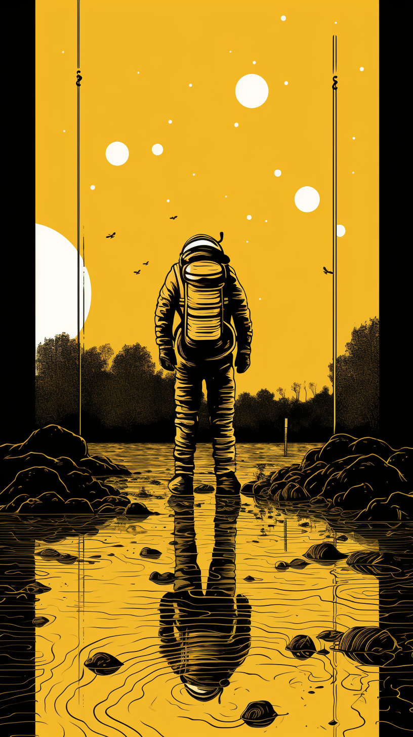 Beekeeper Astronaut Hive Moon Line Art