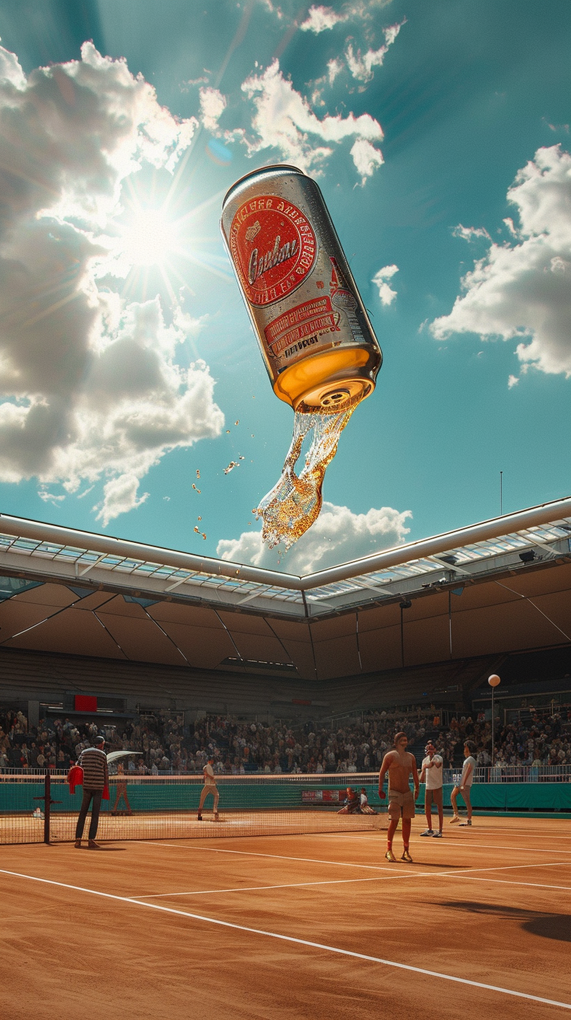 Large beer can hovering court