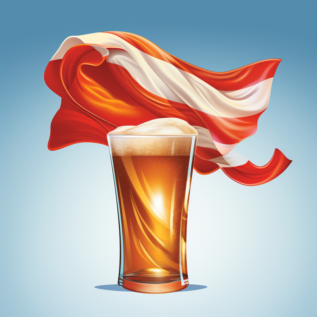 Beer flag waving in wind