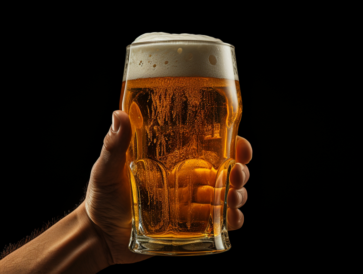 People's hands holding a beer glass