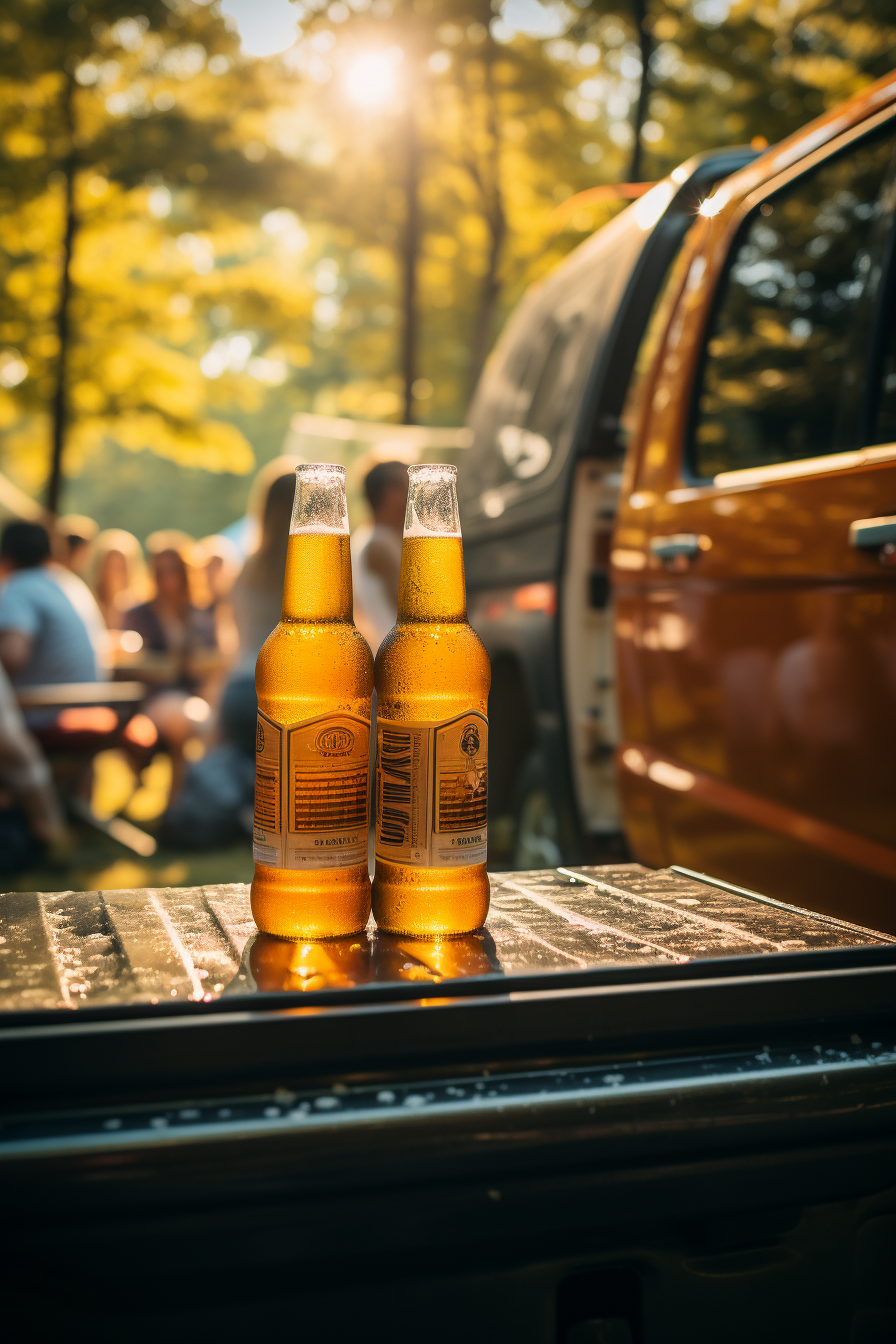 Beer glass at tailgate party