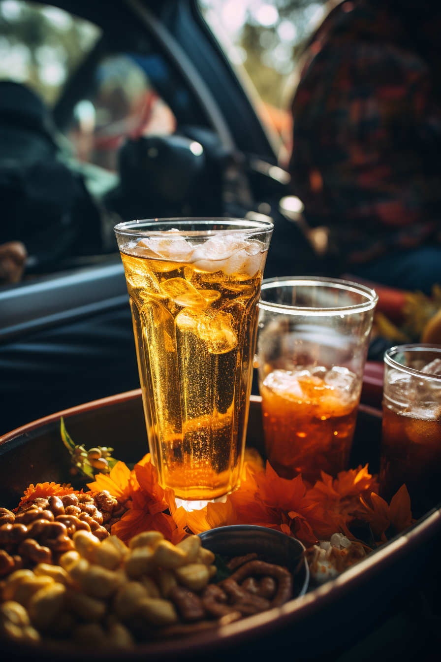 Beer glass at a Tailgate Party