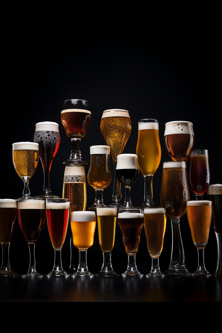 Beer glasses clinking dark background