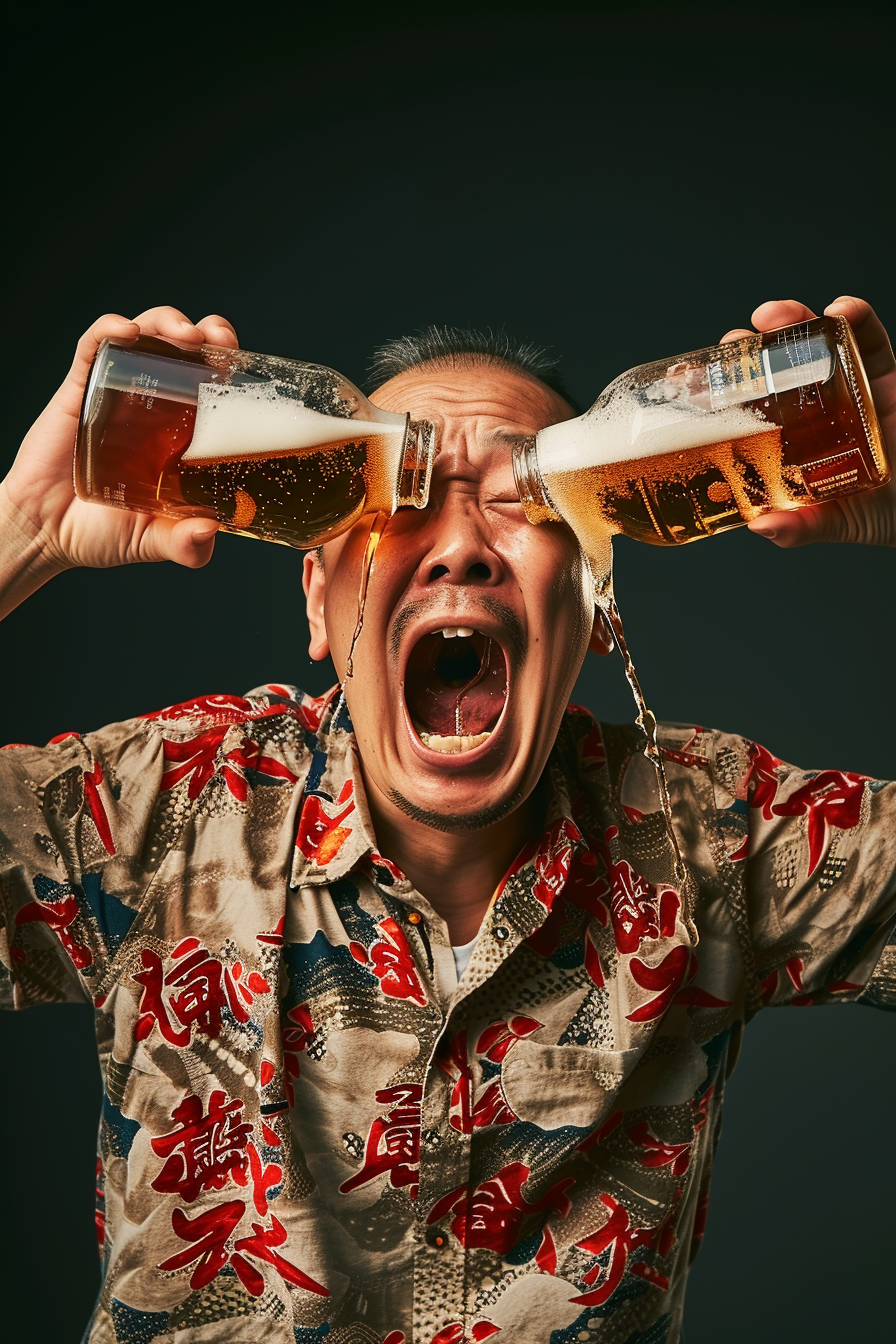 Beer Pouring onto Face