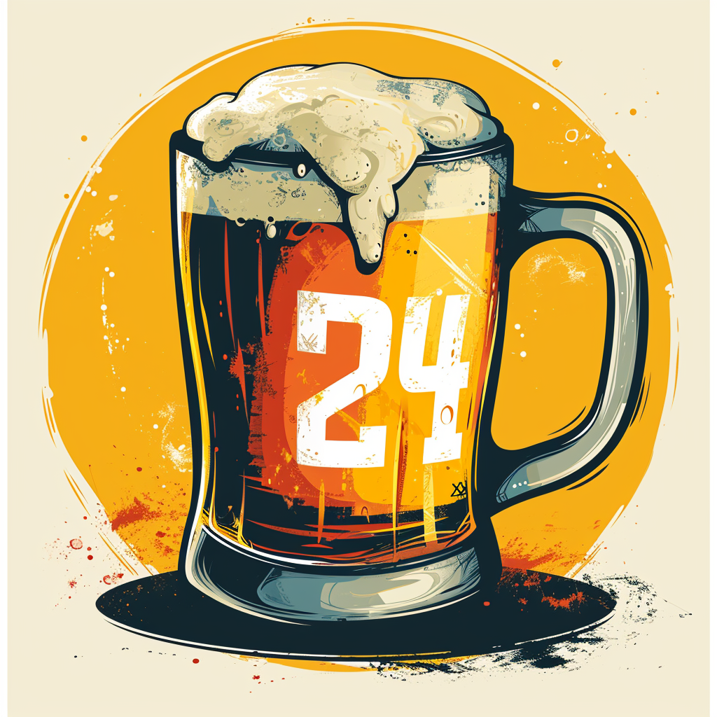 Beer pub crawl logo with number 24