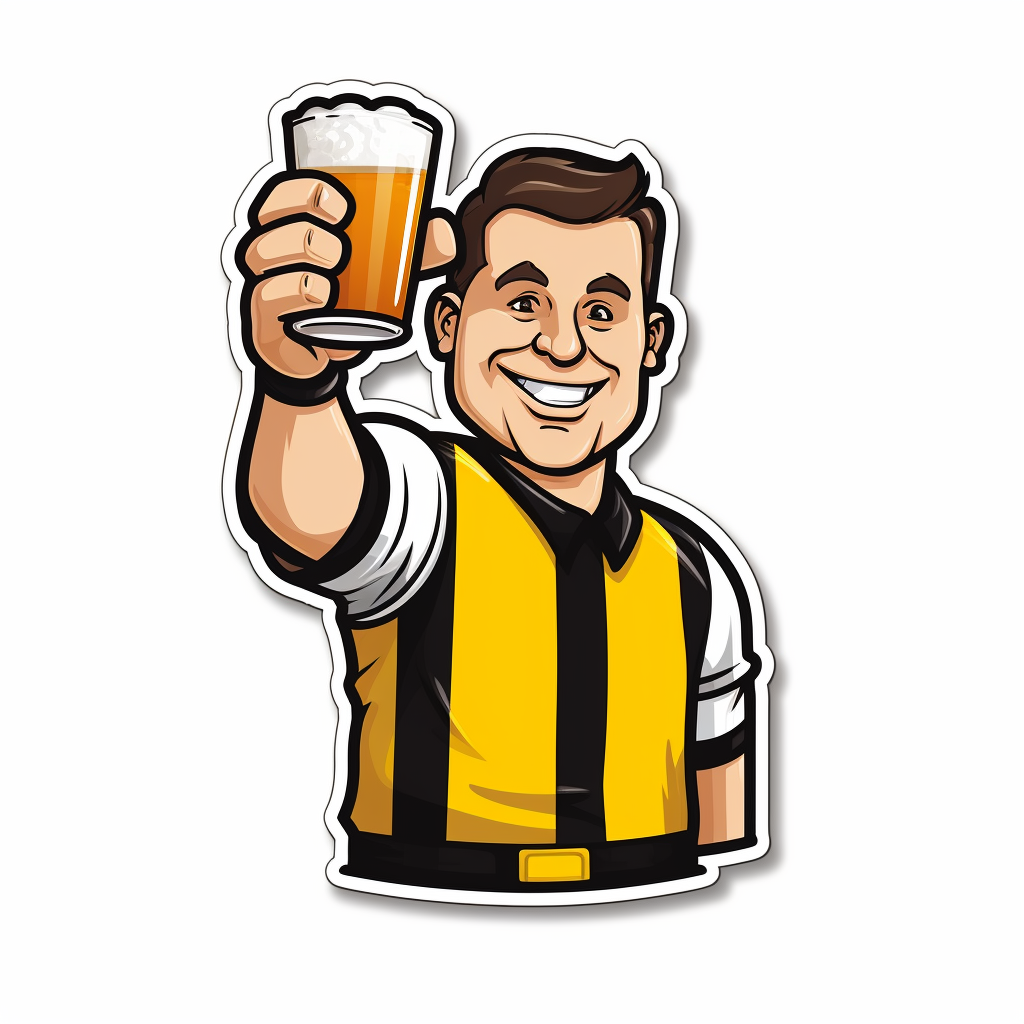 Cartoon-style minimalistic beer referee sticker