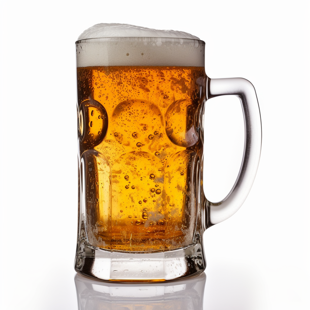 Antique beer stein glass on white background