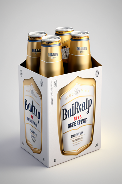 Photorealistic beer pack packaging on white background