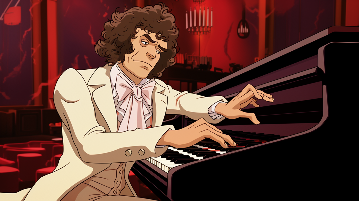 Beethoven playing piano in disco