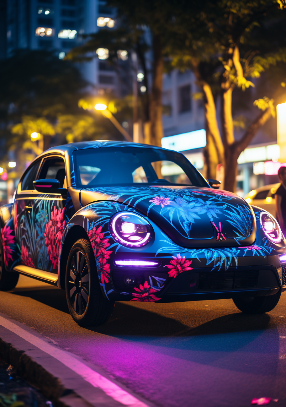 Beetle Volkswagen with Graffiti in Brazil