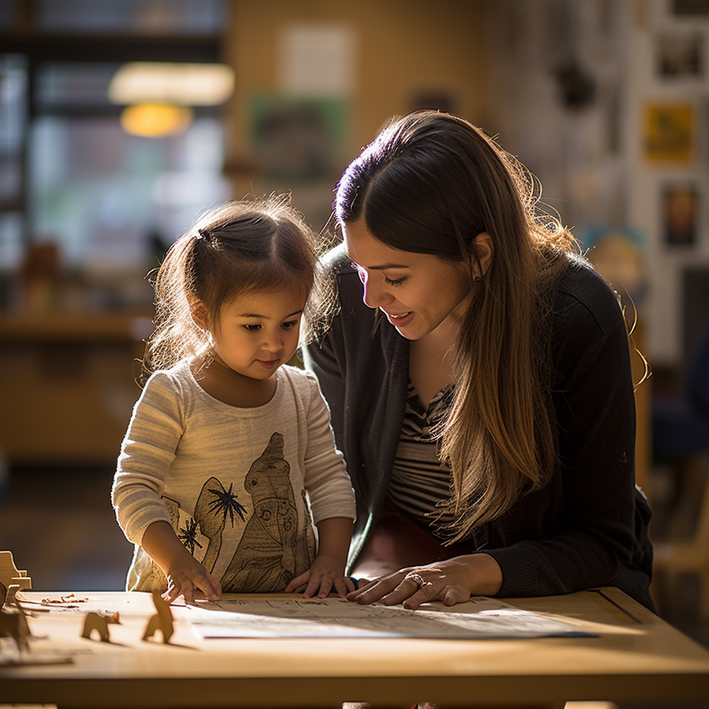 Registered Behavior Technician guiding child in learning