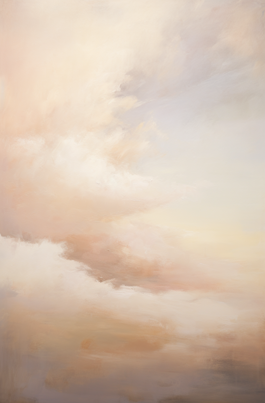 Painting of a Beige and White Sky