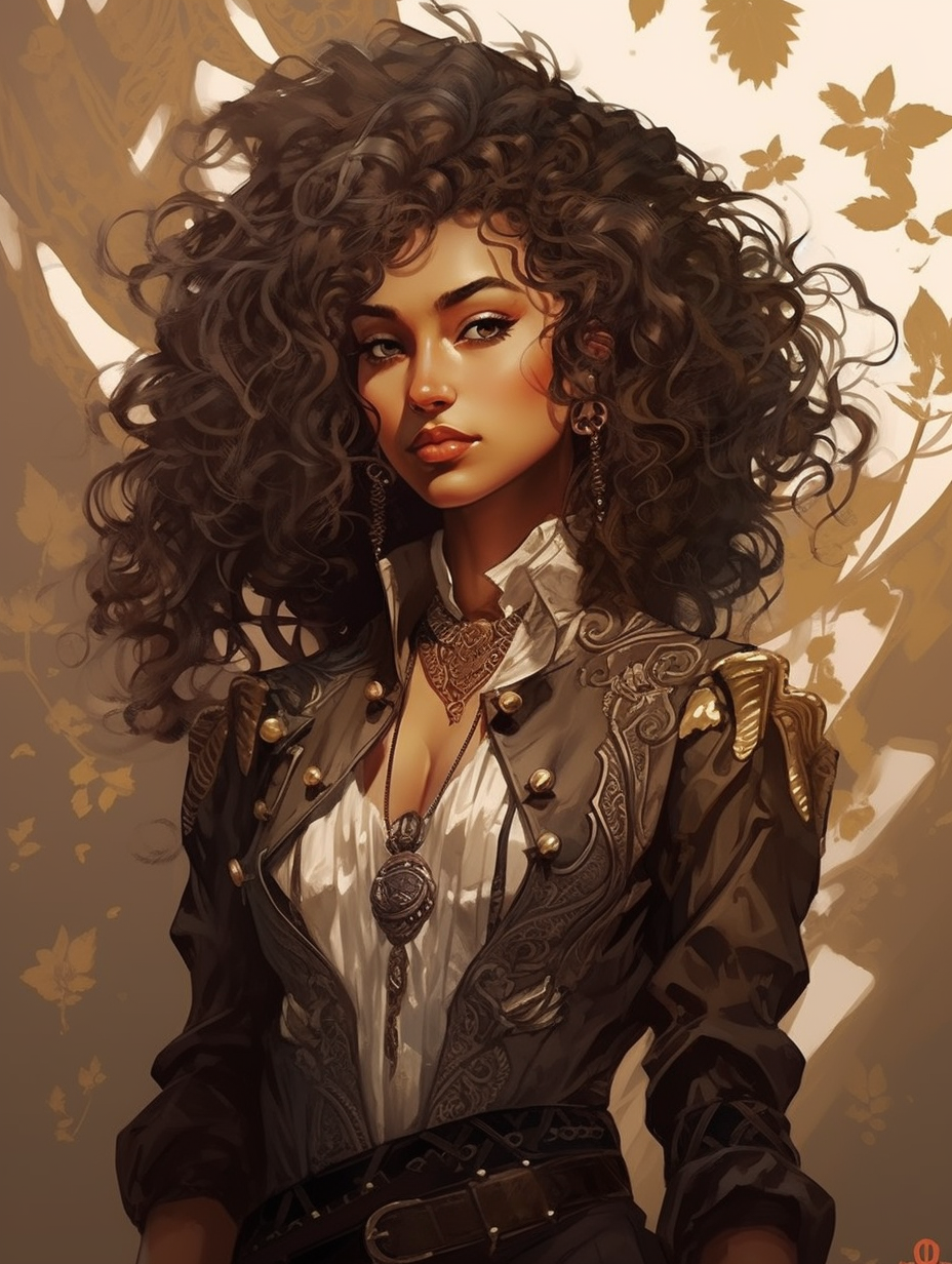 Dark-skinned female doctor in fashionable elven clothes