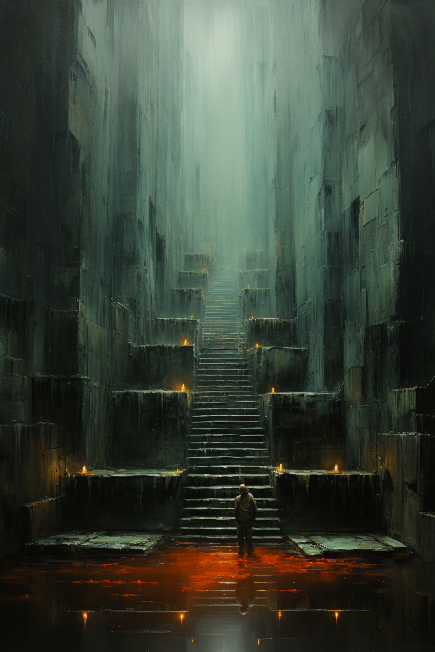 Dark and Enigmatic Beksinski Art Stairs