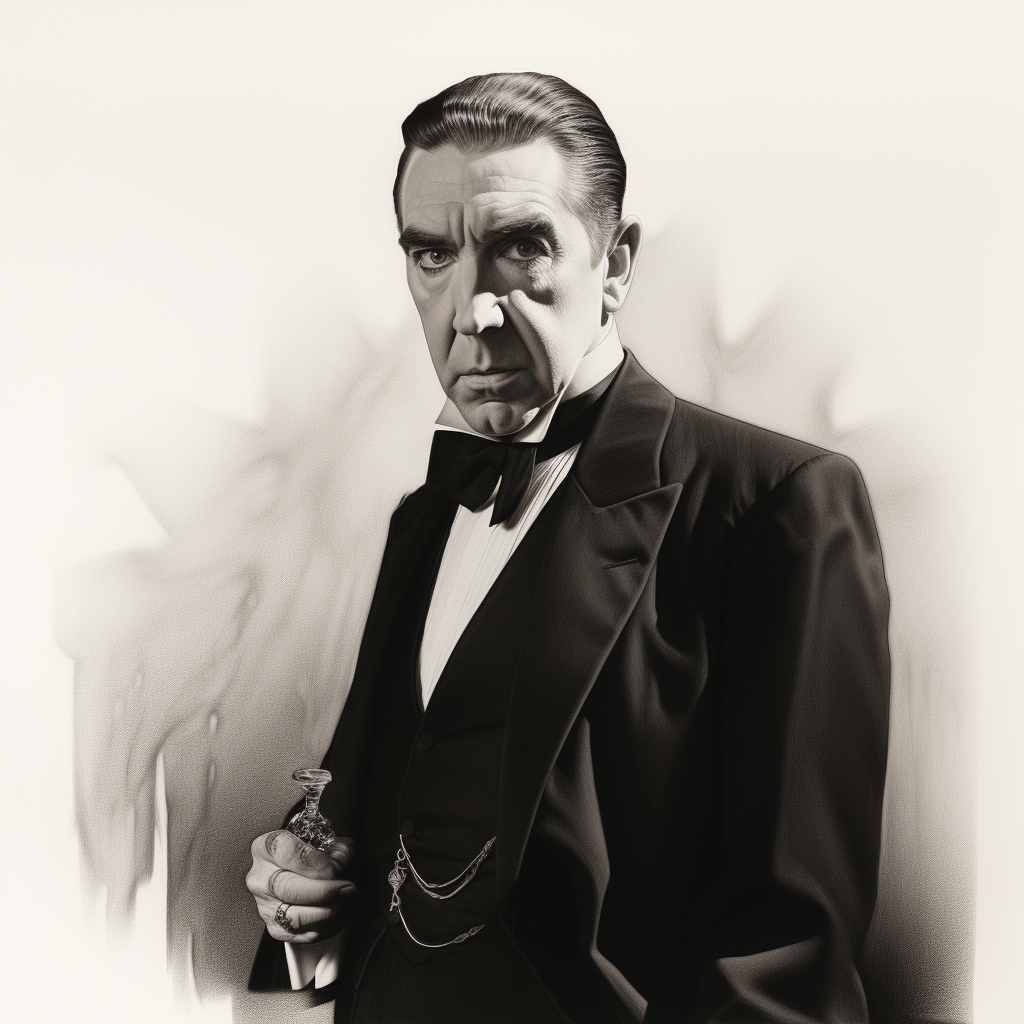 Bela Lugosi pencil drawing on white