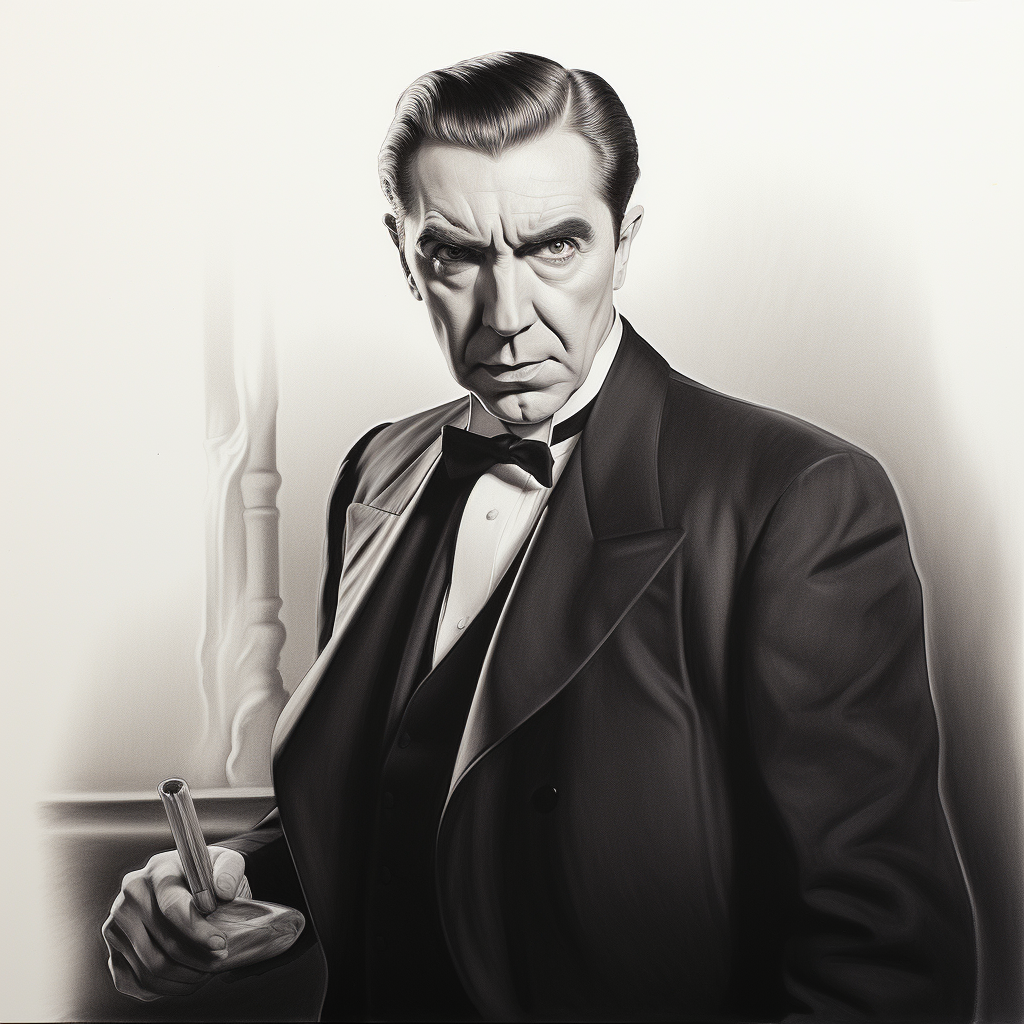 Bela Lugosi pencil artwork in black and white