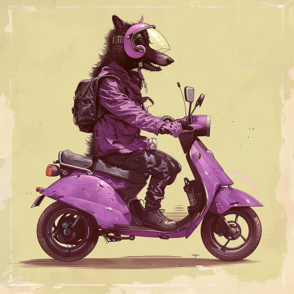 Belgian Shepherd on Purple Scooter