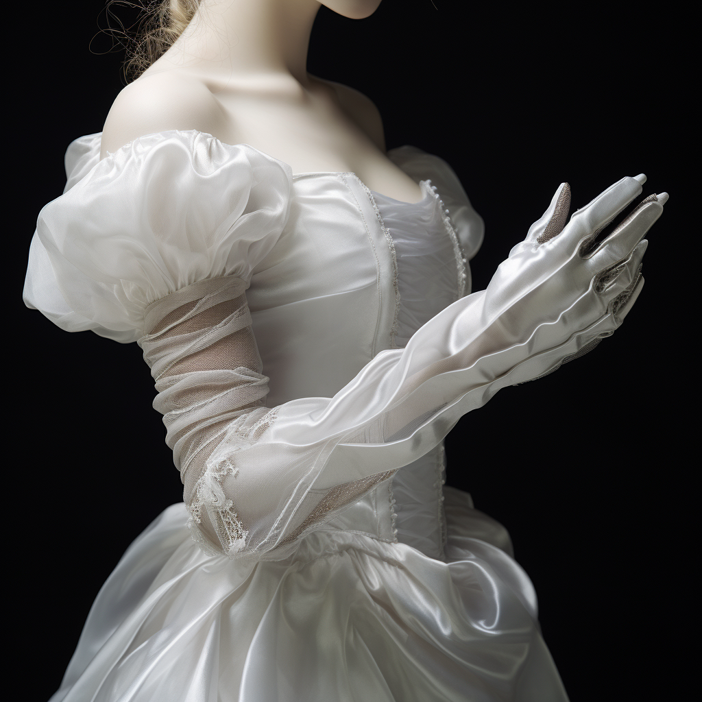 Belle princess with white silk gloves dancing