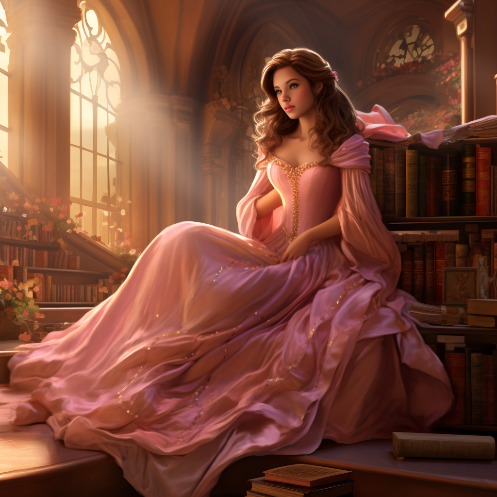 Belle reading a book in a cozy armchair