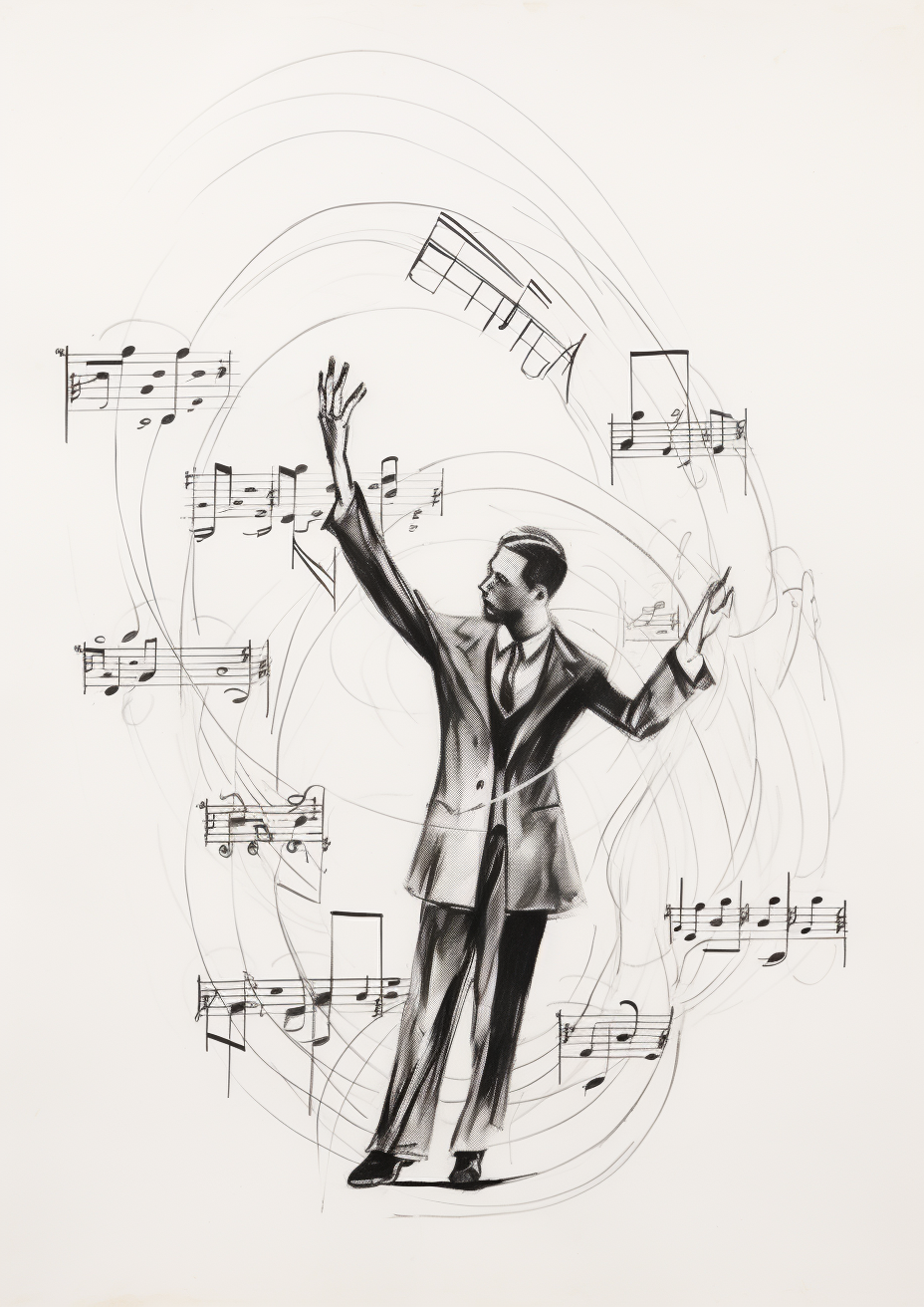 Sketch of a Bend Body Orchestra Conductor Reverence