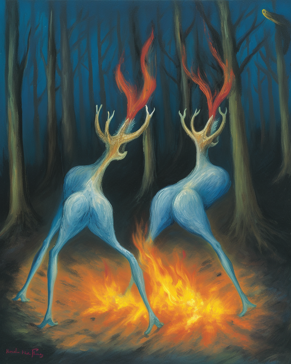 Ethereal forest spirits with graceful antlers