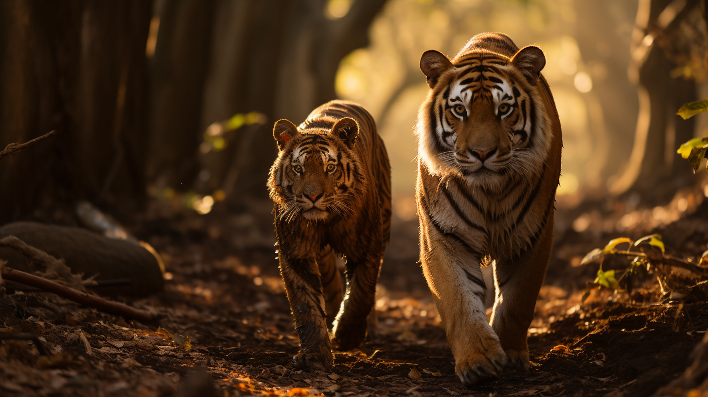 Majestic Bengal Tigers in Indian Forest