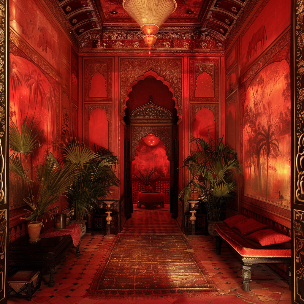 elegant bengali red room design