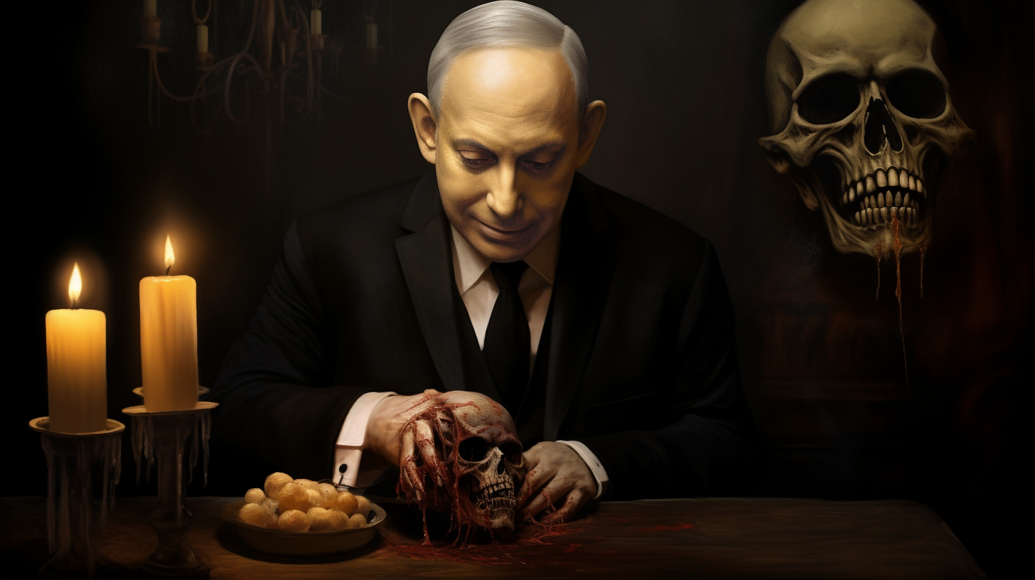 Benjamin Netanyahu face horror nightmare creep