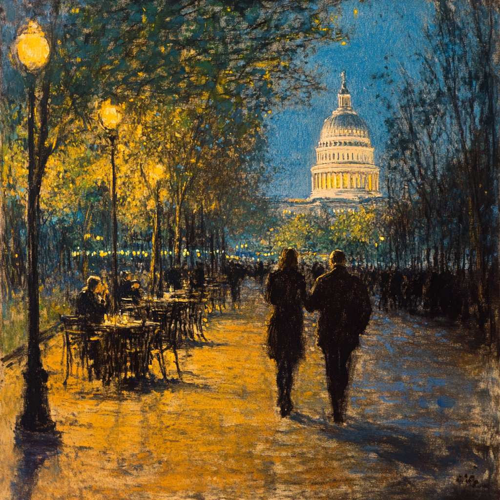 Frank Benson painting Washington DC scene