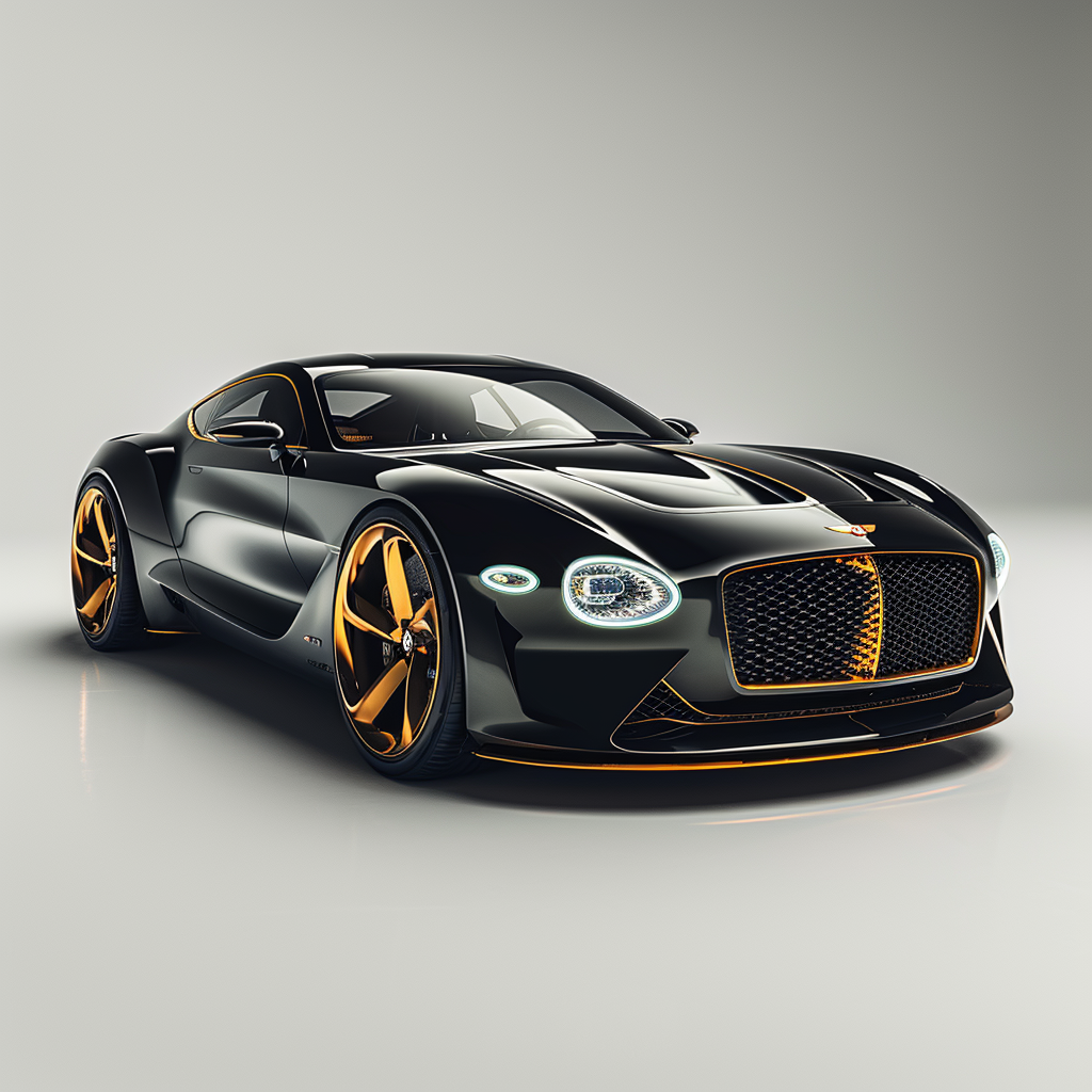 Bentley Exp 100GT Front Angle in Black and Gold