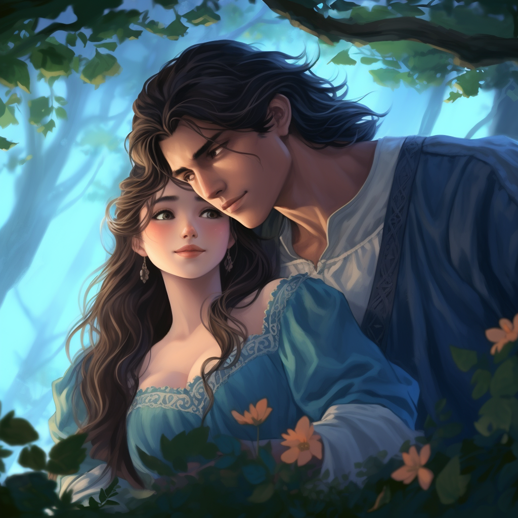 Anime-style Studio Ghibli image of Beren and Luthien