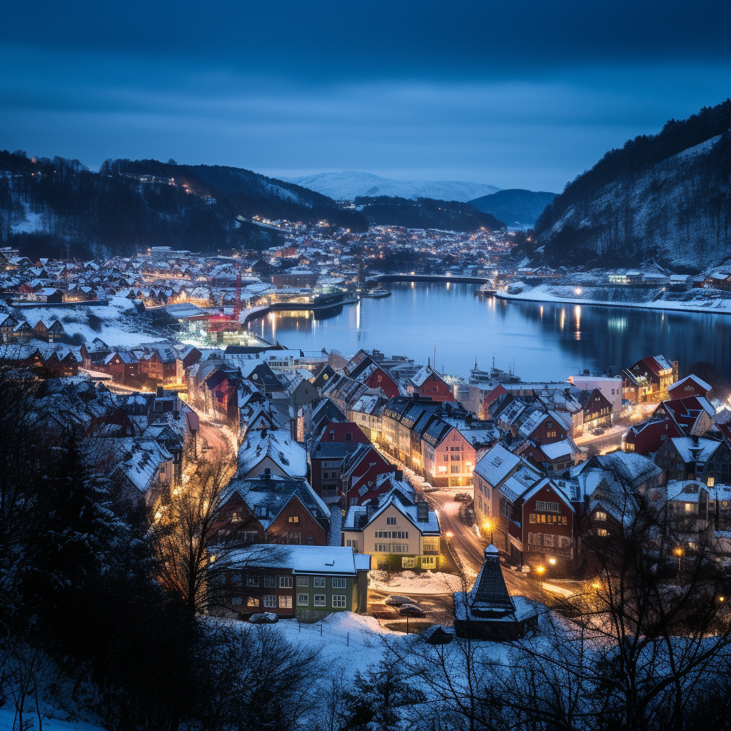 Picturesque winter scenery in Bergen