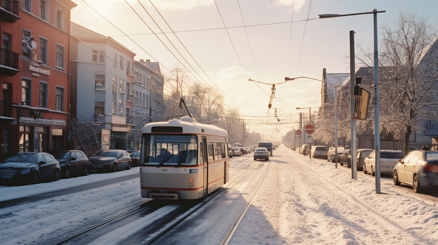 Berlin City Winter Skyline with Snow