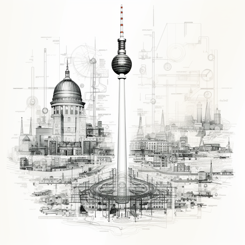 Berliner Fernsehturm with Arrows Outlines