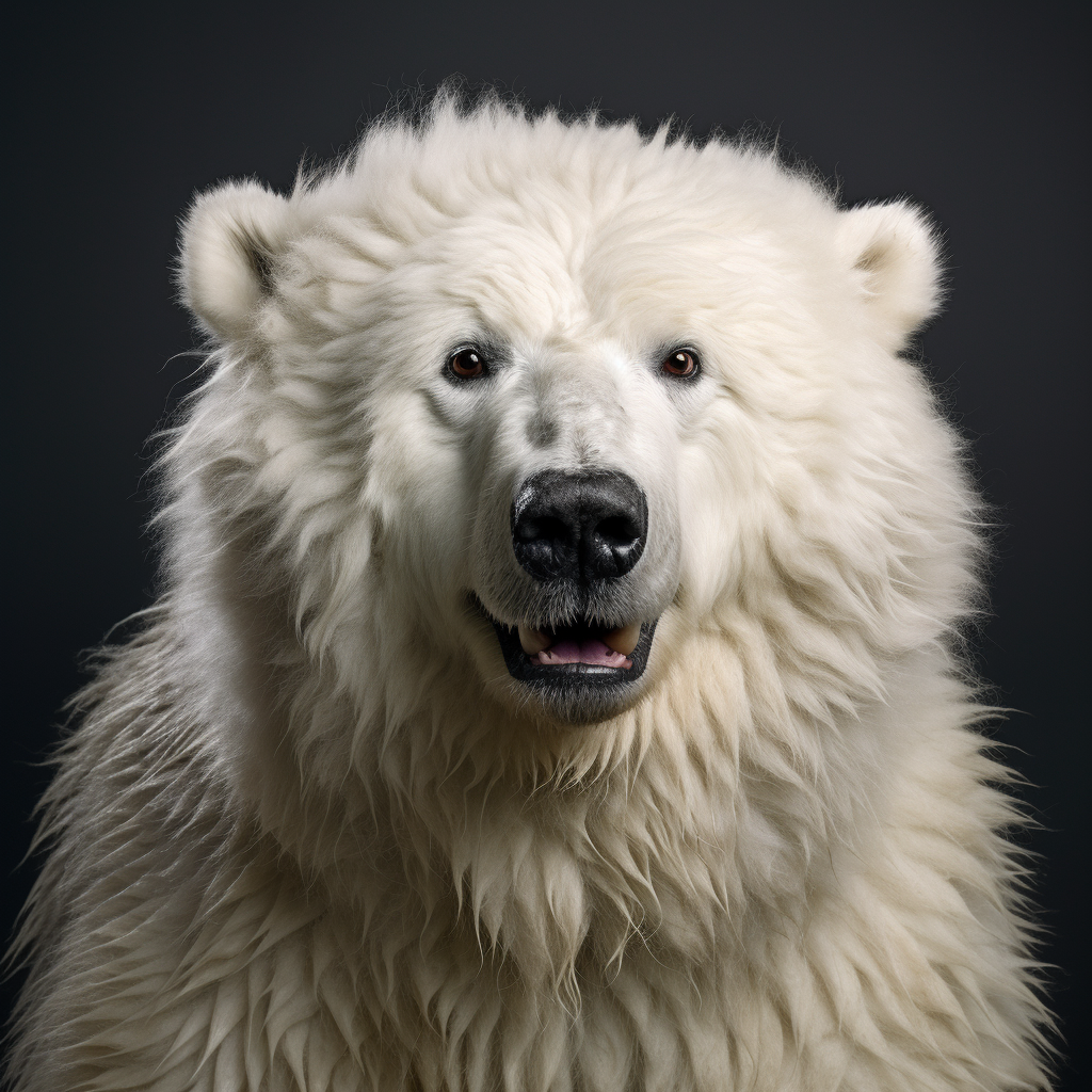 Bernard the Polar Bear with black curly hair