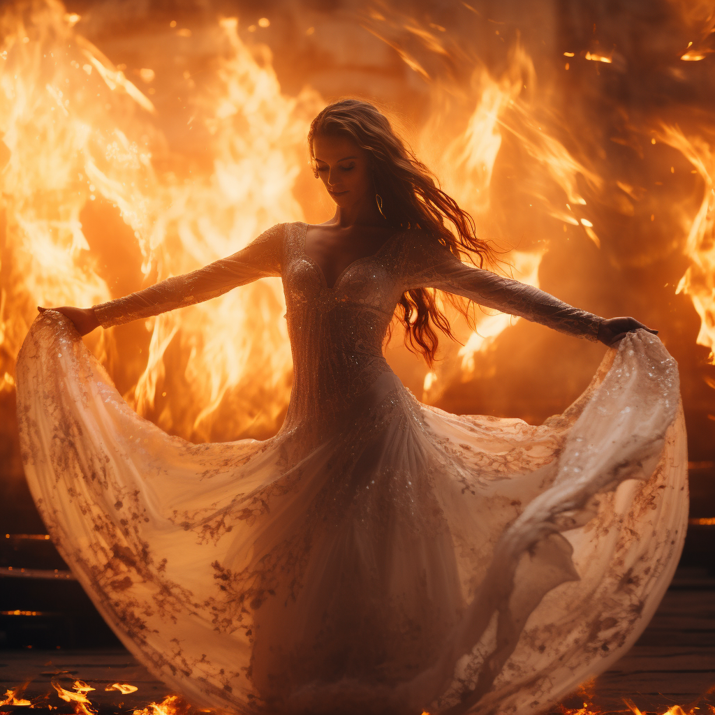 Beyonce dancing in fire photography