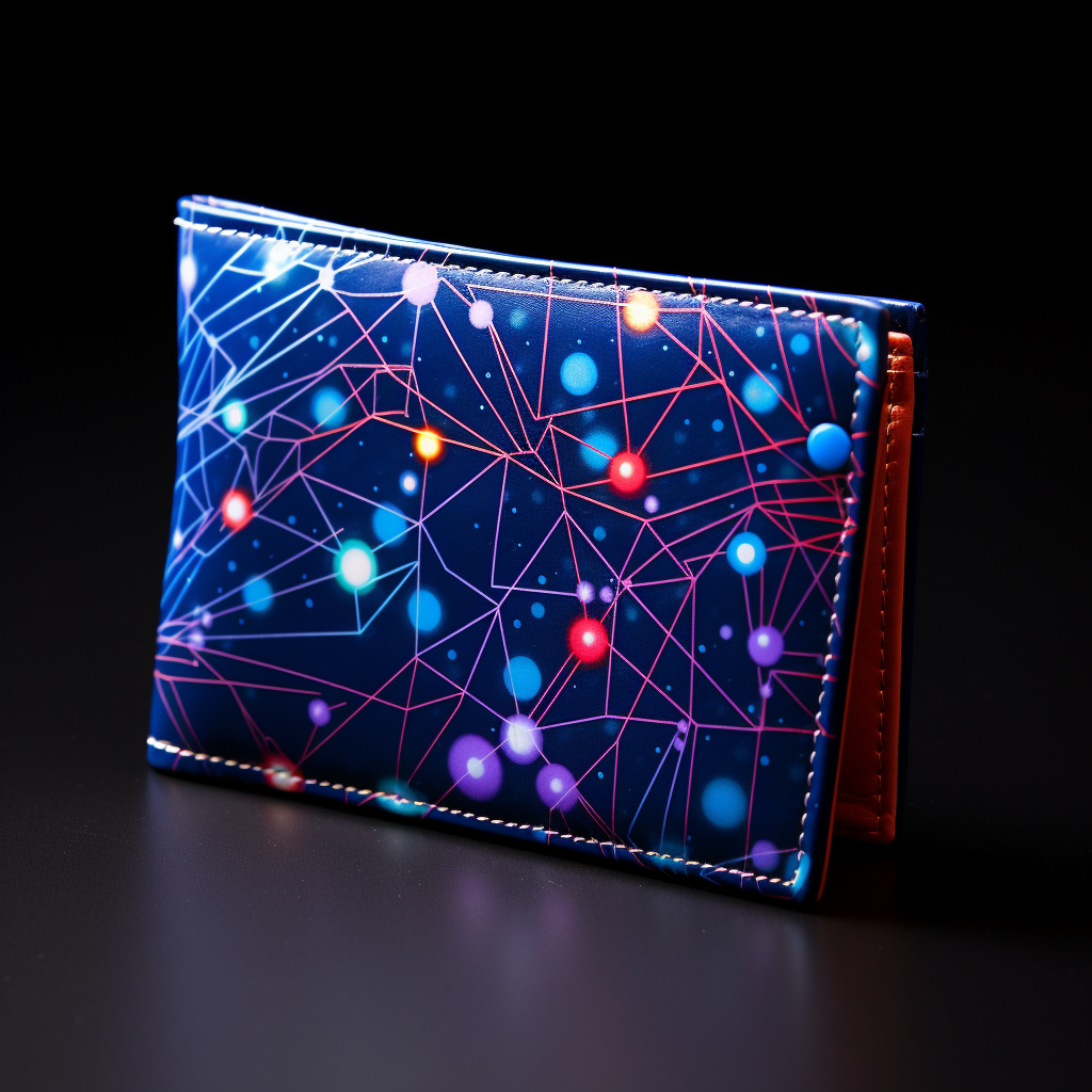 Stylish bi-fold wallet with connected lines and dots