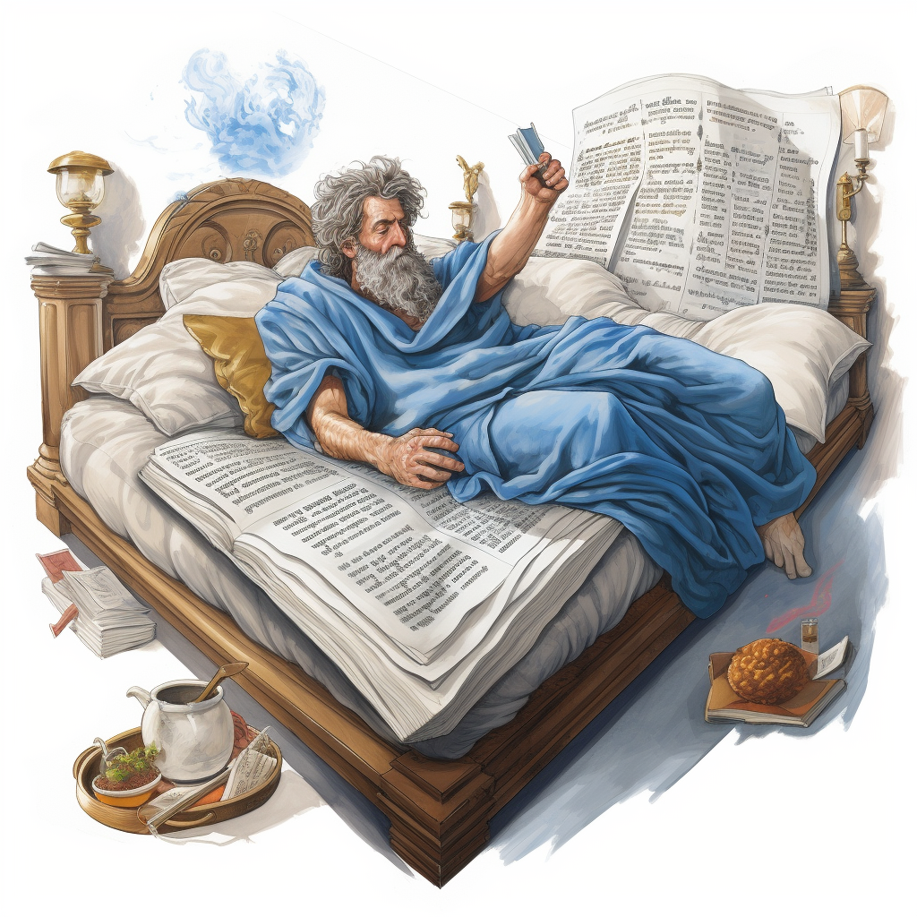 Bible on Procrustes bed caricature