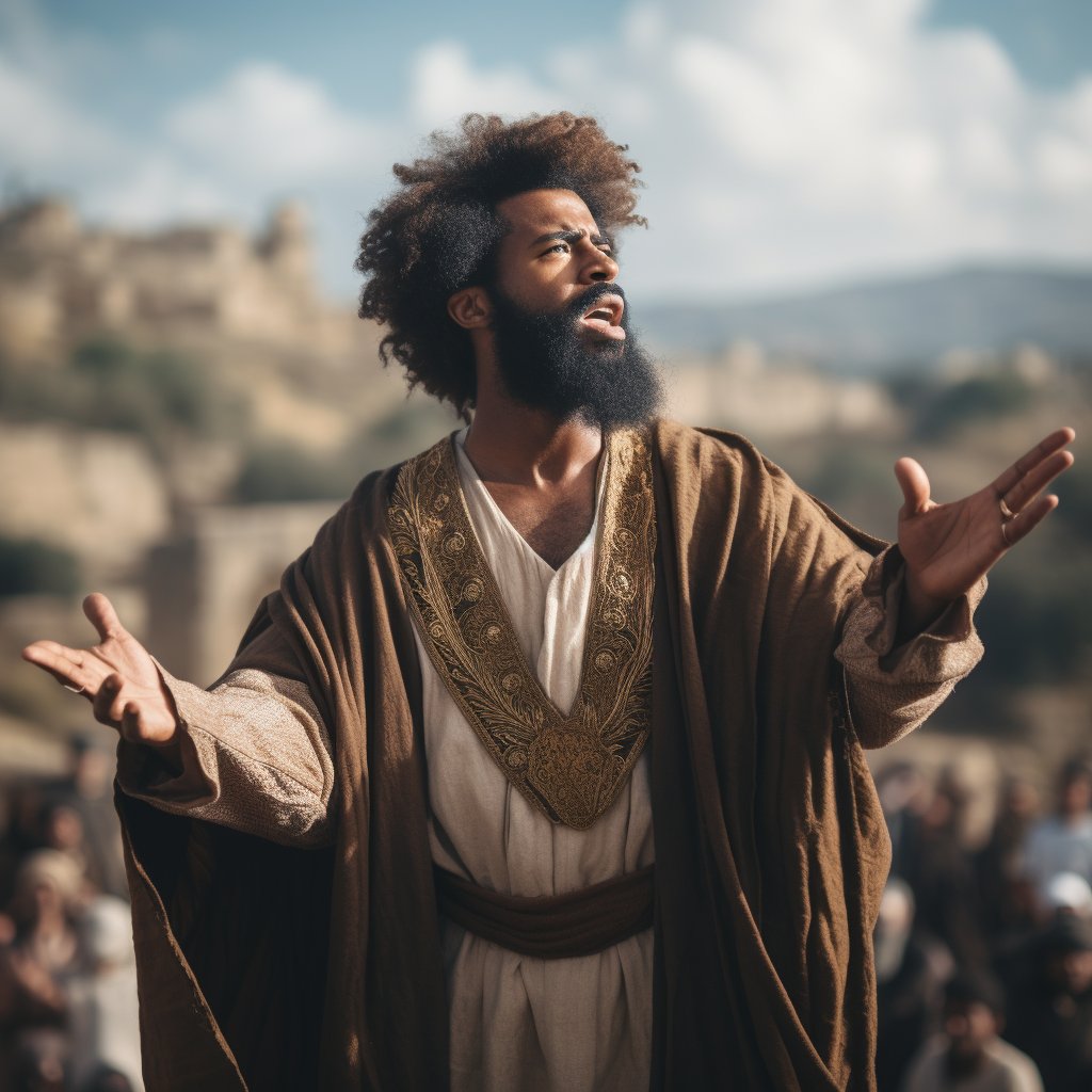 Afro Prophet Preaching in Jerusalem