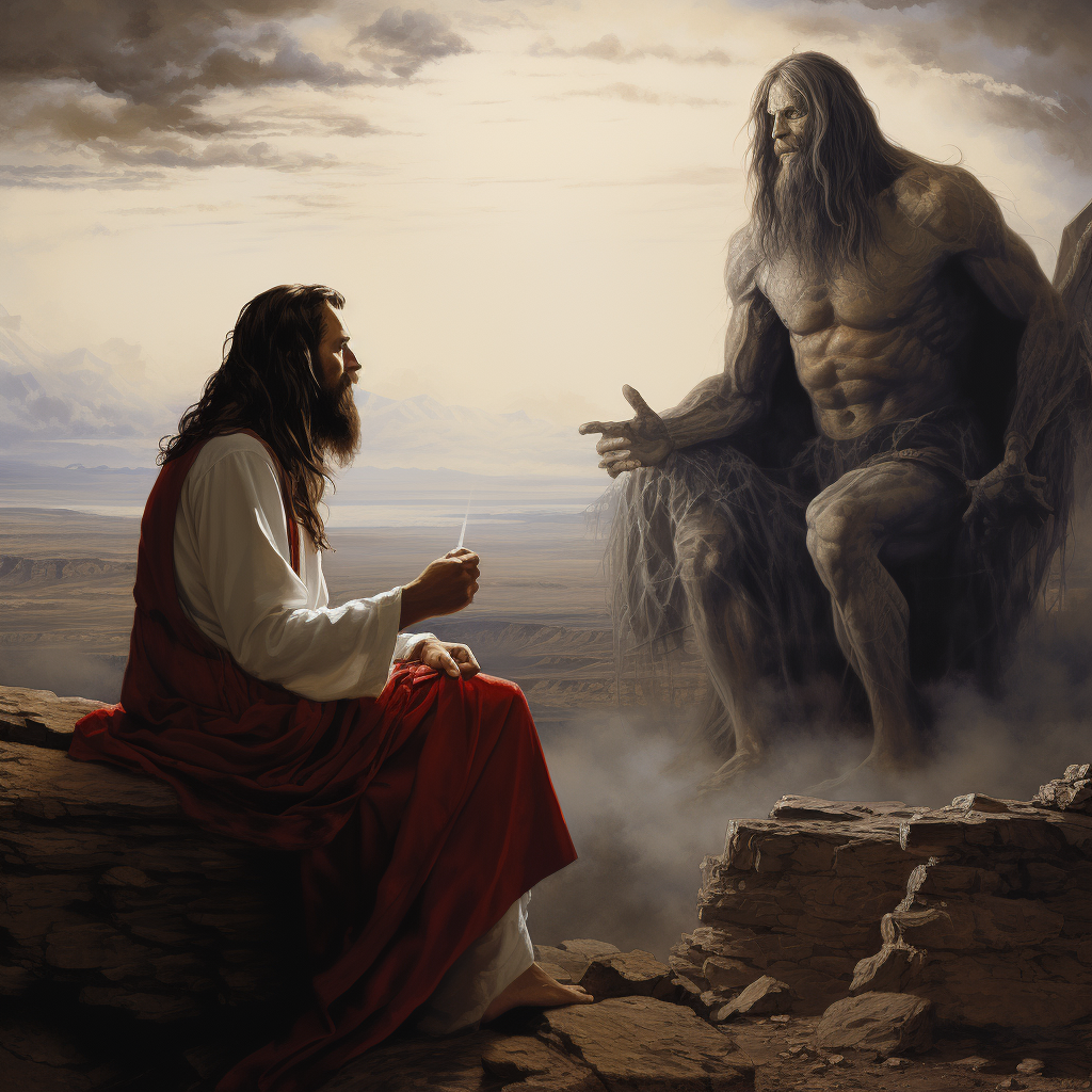 Biblical Jesus conversing with the Devil