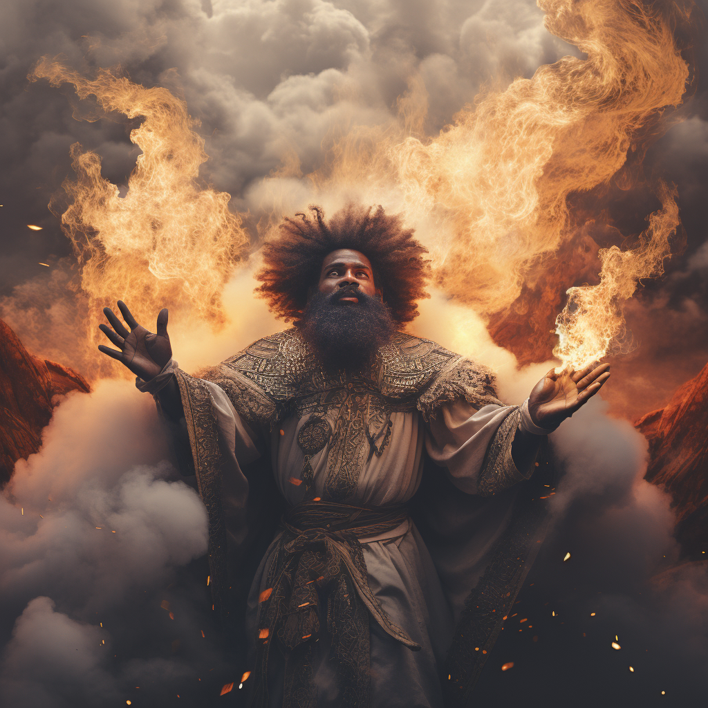 Biblical Prophet with Afro and Beard